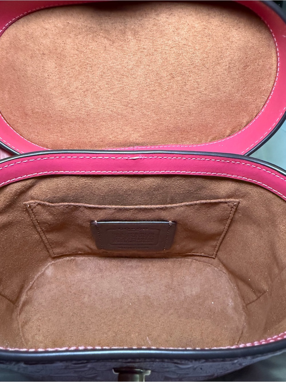 Coach Hot Pink Signature Embossed Mini Top-Handle Bag - Picture 7 of 11